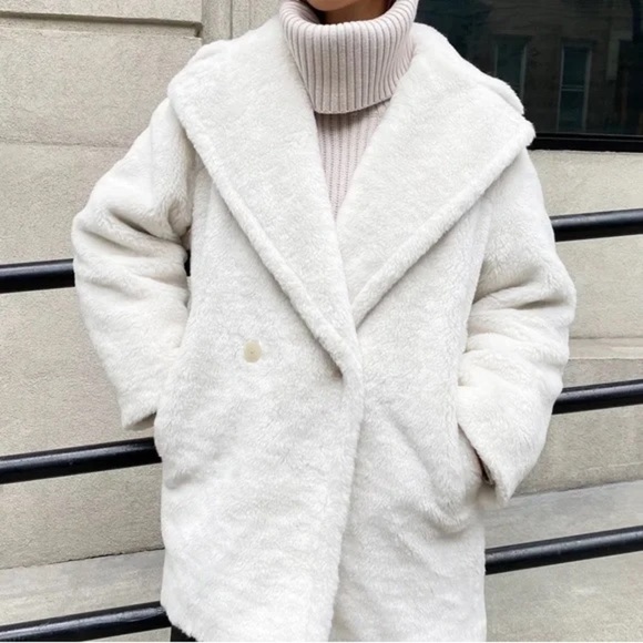 ARITZIA BABATON ATELIER TEDDY COAT SHORT BROWN CAMEL SIZE 2 MEDIUM LARGE WOOL - Picture 2 of 10